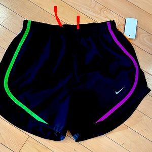 Classic Nike Retro Black Neon Accent Glo Running Lined Shorts small
